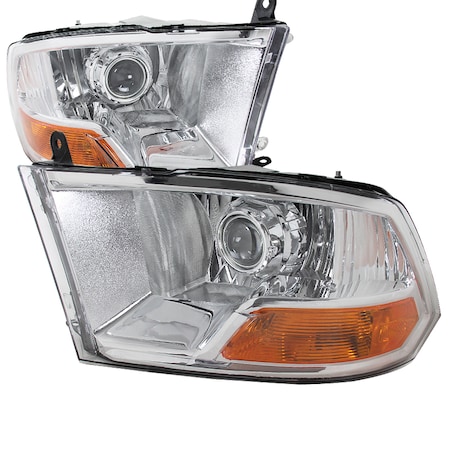 Spec-D Tuning 09-14 Dodge Ram Projector Headlight Chrome Housing 2LHP-DGP09-RS